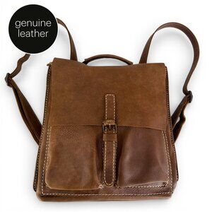 ROOTS Brown Vintage Leather Convertible Backpack Crossbody Bag one size